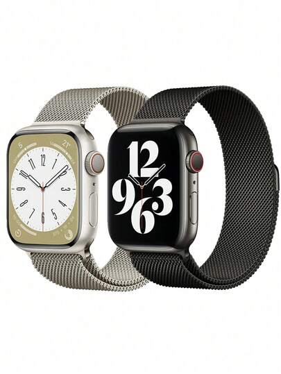 2条米兰尼斯表带，兼容 46mm、42mm、44mm、40mm、45mm、41mm、38mm、Ultra 2、49mm，奢华磁吸式不锈钢网状表带，兼容Series 11、10、9、8、7、6、SE、5、4、3、2、1