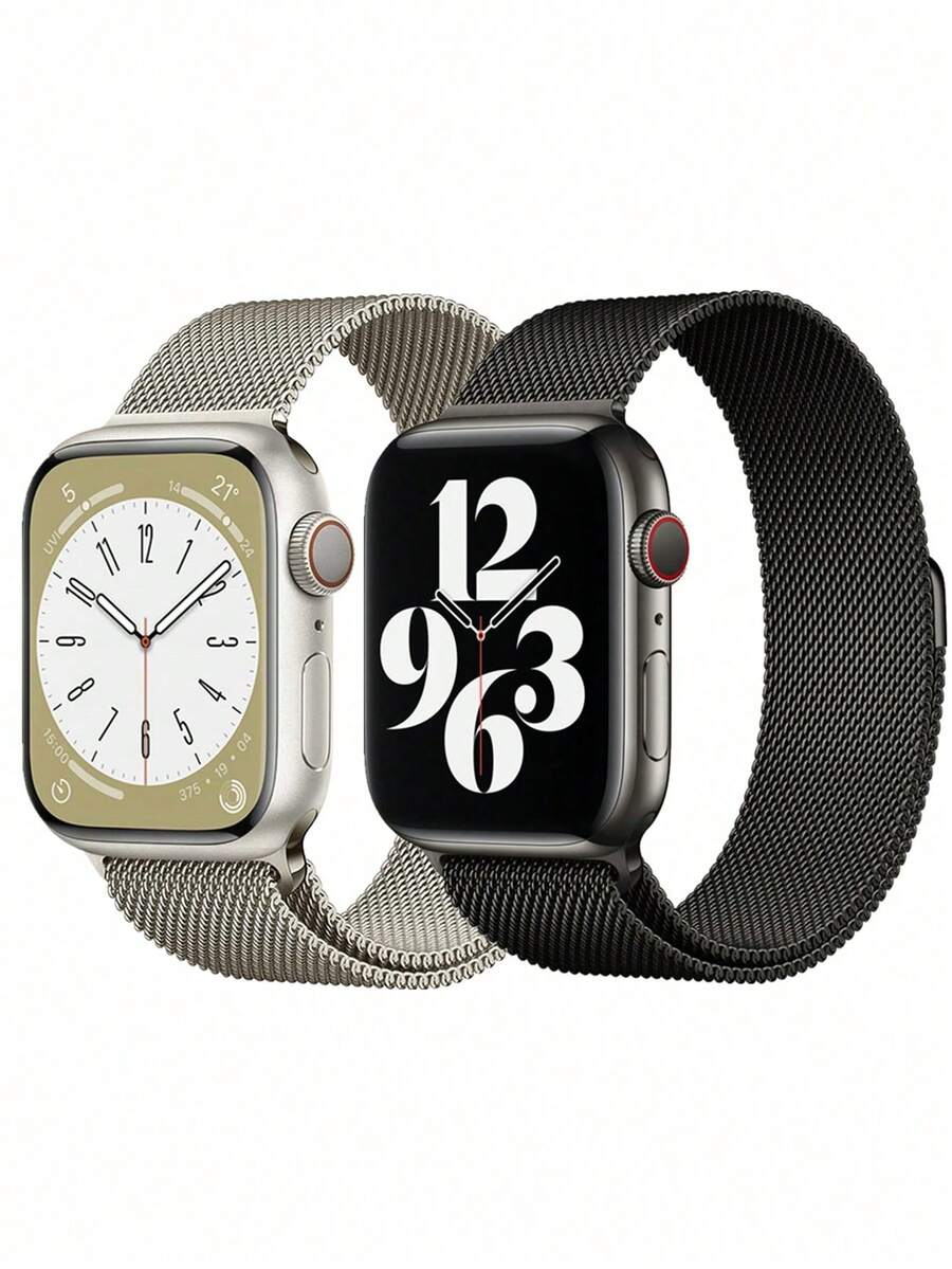2条米兰尼斯表带，兼容 46mm、42mm、44mm、40mm、45mm、41mm、38mm、Ultra 2、49mm，奢华磁吸式不锈钢网状表带，兼容Series 11、10、9、8、7、6、SE、5、4、3、2、1
