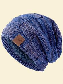 JZML 1件字母裝飾軟款戶外滑雪針織毛帽，附內裡，秋季穿搭 - Fashion Beanie - 查看 27