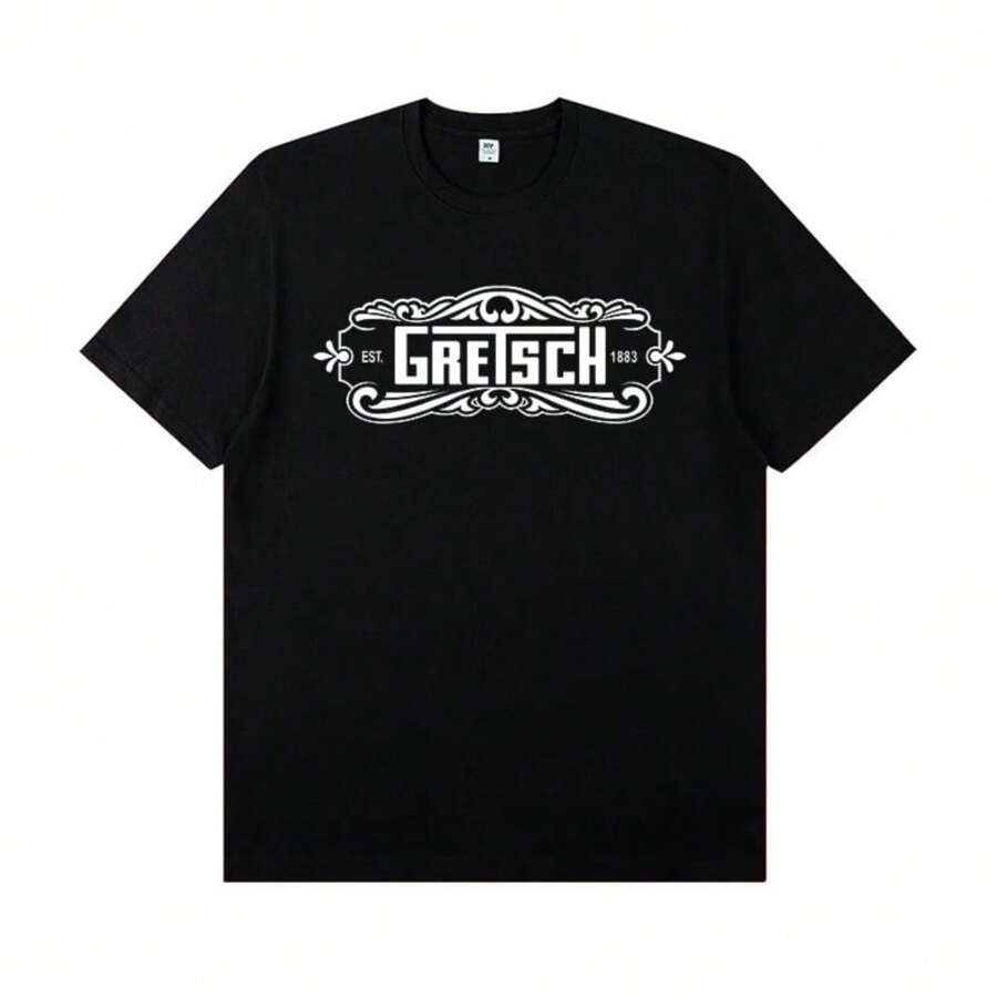 Gretsch Electric Guitar Instrument Peripheral T-Shirt Short Sleeve Rock Band Lead Singer Practice Costume Casual T-Shirt - 黑色 - 查看 1