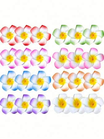 40 pezzi - Fermagli per capelli a forma di fiore hawaiano, accessori per capelli in schiuma di Plumeria da 2,5 pollici per donne, decorazioni per feste tropicali di Hawaii, outfit da spiaggia e piscina, bomboniere per festa luau, matrimonio, colori casuali
