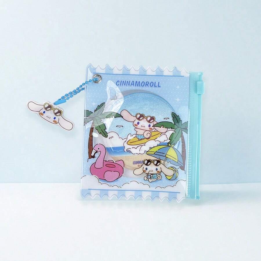 Miniso 1pc Cinnamon Dog Summer Dark Skin Theme Candy Badge Pendant, Transparent Window Design To Display Favorite Badges, Best Accessory For Daily Backpack/Bag - Blue - View 1