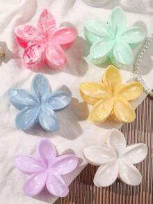 6 件波西米亚甜美糖果色大理石渐变雏菊花发夹配饰，清新自然海滩风格，春夏发饰优雅爪夹，学校用品，学院秋季配饰秋冬度假装女士 - 彩色 - 查看 2