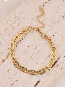 1 set de joyas chapadas en oro de acero inoxidable de moda, que incluye pulsera, adecuado para uso diario de mujeres, en estilo casual/hip-hop