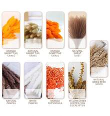 70/130pcs Dried Pampas Grass Bouquet Rustic Boho Floral Arrangement With Orange Accents Fall Wedding And Home Decor For Living Room Bedroom Office(17inch) - 彩色 - 查看 5