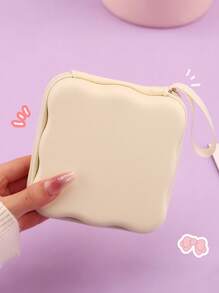 Cute Ruffled Edge Pastel EVA Storage Bag | Portable Waterproof Shockproof Organizer For Earphones & Makeup