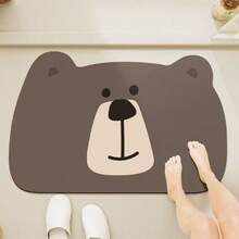 1/3 pièces Tapis de bain rétro antidérapants et absorbants, tapis de toilette en forme de U en gel de silice et tapis de vanité, décoration d'entrée de 2,5 mm d'épaisseur, décoration de salle de bain et de cuisine, tapis de cuisine - Ours brun mignon - Voir 14