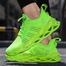 Plus Size Men's Casual Sports Shoes, Breathable Mesh Shoes, Outdoor Running Shoes, Lightweight Non-Slip Durable Running Shoes For Men, Red Neon Green Yellow Black White Dark Gray Shoes, Wide Fit Suitable For Men And Women
