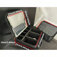 1 pezzo Borsa per il trucco da viaggio nera da 600mAh, con specchio, grande capacità, custodia per cosmetici da viaggio portatile con specchio a LED, perfetto per trucco, lampade, luci LED, luce notturna, illuminazione, accessori per la borsa da viaggio e la custodia per cosmetici.