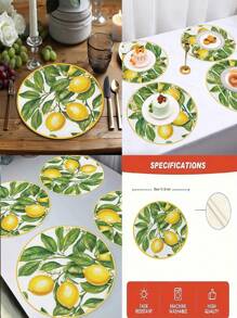 2/4/6/8/10 Stücke runde Tischsets im Leinenstil mit gelbem Zitronenmuster, rutschfestes waschbares Polyestermaterial, unverzichtbar für die Dekoration von Küchen- und Esszimmertischen zum Valentinstag, für den Einsatz auf Partys Outdoor