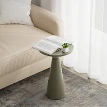COZAYH Small Pedestal End Table Round Farmhouse Martini Table Wood Plant Stand Rustic Drink Table For Small Space Living Room, Walnut, Black, White, Sage Green - 光滑錐形底座灰綠色 - 查看 7