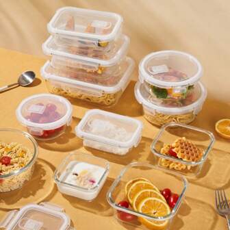 [Glass Containers] 1pc Glass Food Storage Containers, Airtight Bento Boxes With Leak Proof Locking Lids, For Microwave, Lunch Boxes, Oven, Freezer And Dishwasher, Meal Prep,Lunch Boxes