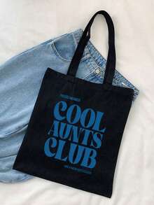Aunt Cool Club 印花简约轻便便携经典休闲纯色手提袋，黑色可重复使用购物袋，可折叠旅行包，适合青少年、女性、大学生、教师、上班族，适用于办公室、户外活动、小学、中学、高中、工作、商务、通勤等场合。是送给老师、女性、女友和家人的最佳礼品袋，也是教师节的理想礼物。 - 彩色 - 查看 10