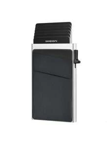 1pc, Minimalist Pop-Up Card Holder Wallet, Suitable For Men's RFID Shielding | Ultra-Thin Business Credit Card Wallet With Money Bag | Aluminum Metal Bank Card Holder, Can Store Banknotes, Coins, And Debit Cards, Is The Best Gift For Men
