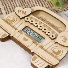 1 Pc/3 Pcs New Wooden Marriage Car Wallet, Wedding Gift Wallet, Heart & Flower Wooden Craft, Wooden Marriage Wallet, Car Wallet