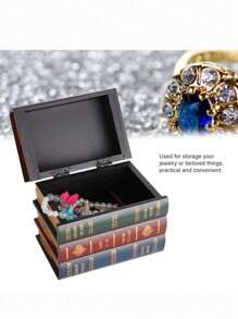 1pc-Wooden Decorative Box, Secret Storage Vintage Wooden Heavy Duty Bookshelf Shaped Storage Box, Suitable For Shelves Home Office School Library Decorative Book End Rack Stand Stopper Holder, Home Storage, Creative Desktop Decorative Ornaments, Storage, Women, (Some Parts May Be Random), Holiday Necessities, Autumn, Thanksgiving, Halloween, Christmas, Carnival, National Day, Autumn, Independence Day