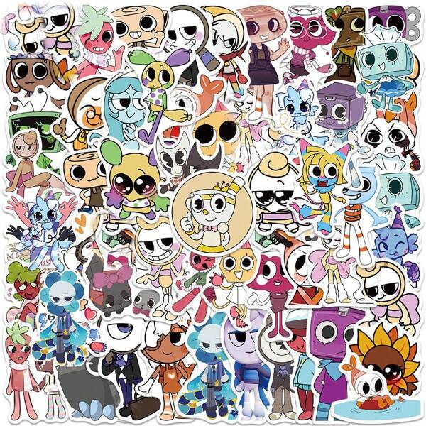 100Pcs Dandys World Stickers Cartoon Game Stickers Cute Sticker Aesthetics Kawaii Stickers Dandys World Birthday Decorations Vinyl Waterproof Stickers For Water Bottle,Computer,Laptop,Phone,Luggage,Notebook,Fridge
