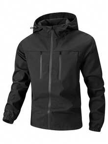Men's Long Sleeve Casual, Outdoor Sports, Lightweight Windproof Jacket, For Fall - Black - View 1
