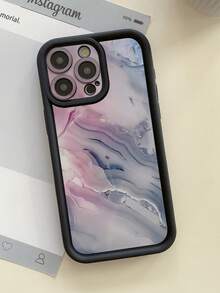 Shock-Resistant Marble-Patterned Coffee-Style Fashion Phone Case, Pack Of 1, Marble Pattern Design, Compatible With IPhone 11 Pro Max/12 Pro Max/13 Pro Max/14 Pro Max/15 Pro Max/16 Plus/16 Pro Max/16E/17, Compatible With Galaxy S24 Ultra/S25 Ultra, Compatible With Redmi, - 黑色 - 查看 3