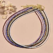 1pc 2mm Natural Stone Sodalite, Garnet, Amethyst Beaded Necklace, Elegant And Casual Style Necklace Suitable For Daily Wear Women - 38cm,2mm - View 3