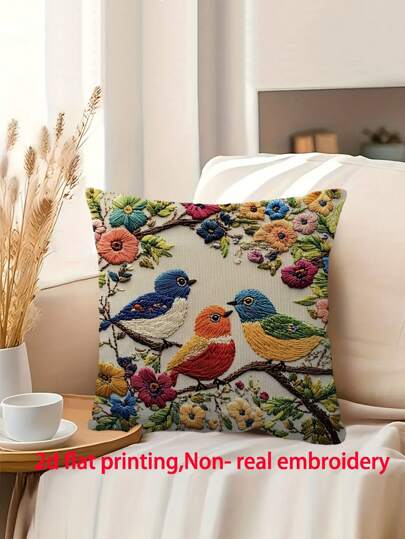 1 Peça Fronha com Estampa de Pássaro em Estilo Tradicional, Sem Bordado, Lavável em Máquina, Adequada para Fazenda, Carro, Casa, Quarto, Dormitório, Escritório, Decoração de Quarto, Decoração de Dormitório, Decoração de Feriados, Decoração de Festa - Inserto de Almofada Não Incluído - Impressão Unilateral