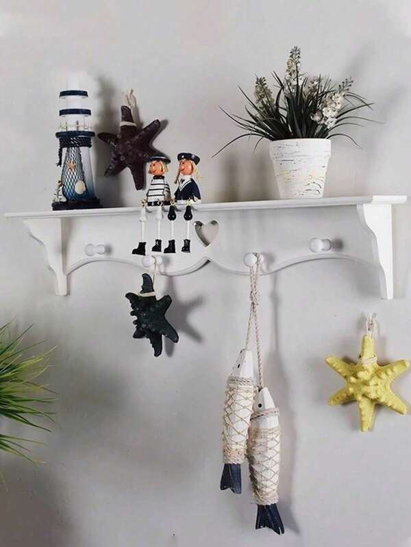 1 pieza Estantería de pared con ganchos con forma de corazón de estilo minimalista, estante para exhibición