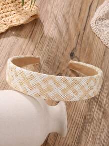 1 件/5 件女士夏季波西米亚风格发饰，简单别致的多色拉菲草编织头带，各种图案，适合春夏季、派对、度假、日常服装、发带、发箍、秋季