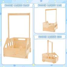 Caja de madera personalizada para ropa de bebé con percha, cajitas de madera personalizadas para baby shower, canasta de madera sin terminar para felicitaciones - color madera - Ver 7