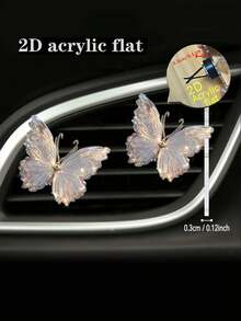 1 pieza Clip en forma de mariposa 2D de acrílico para las rejillas de ventilación del carro, decoración creativa de interiores de carro - Multicolor - Ver 1