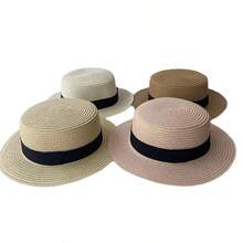 1 件夏季男女通用草编遮阳帽，编织沙滩帽，防晒，度假旅行海滩使用