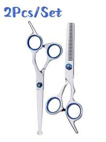3-teiliges Profi Tier Pflegeschere Set: Rundspitzen Pflegeschere + gezahnte Filettierschere + doppelseitiger Edelstahl Kamm, sicheres Tier-Pflegescheren Set für Hunde und Katzen