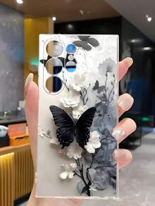 1个时尚黑色蝴蝶透明软手机壳，兼容三星Galaxy A04e/12/A13/A14/A34/A50/A52/A53/A54/S21/S22/S23/S24/S25/S25Ultra，防水防震防摔防刮。 - 無色 - 查看 7