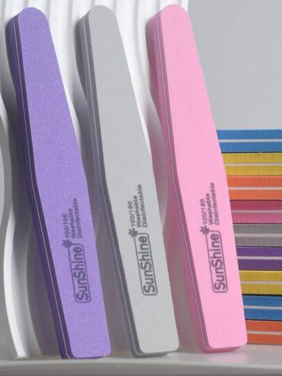 3/5/10/20件装海绵指甲锉和抛光块套装，100/180目，双面砂纸打磨块，可水洗，适用于天然指甲和亚克力指甲，专业美甲工具