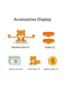 Juego de balanza de madera con figura de tigre para niños mayores de 3 años, juguete Montessori de matemáticas y equilibrio, juguete educativo de conteo digital STEM, juguete para desarrollar habilidades motoras finas, regalo para cumpleaños, Navidad, Pascua y Día del Niño para niños y niñas.