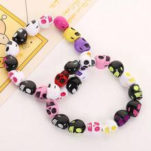 Yiwu Qiyou Accessories Co., LTD 50颗10毫米黑白骷髅头珠子，亚克力珠子，隔珠，DIY首饰配件，装饰珠子 - 10mm骷髏頭 - 查看 6