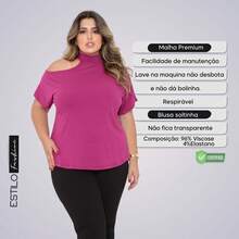 Women's Plus Size Blouse Basic Blouse Loose Top From G1 To G5 - 玫瑰紅 - 查看 3