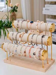 1pc Creative Thickened Velvet Jewelry Display Stand, High-End Metal Bangle, Bracelet, Jewelry Storage Rack - Suitable For Home Organization, Gift For Women Sun Travel Cool Back To School