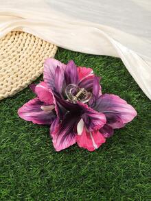 1pc Oversized Butterfly Orchid Flower Claw Clip,Unique Design,High-End Aesthetic,Suitable For Bun Hairstyle,Beach,Photography - Multicolor - View 15