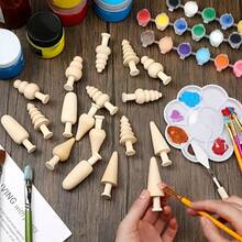 Kit creativ din lemn DIY pentru artizanat, 3 buc/10 buc - decorațiuni din lemn pentru ciuperci și copaci, lemn natural deschis, potrivit pentru decor de sărbători și proiecte de artizanat, mini pictură neterminată - Multicolor - Vizualizare 4