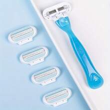 Bikini-Specific Women's Razor Triple-Layer Stainless Steel Safety Blades Replaceable Blade Head Hair Shaver For Intimate Areas, Underarms, And Leg Hair - Blue - View 9
