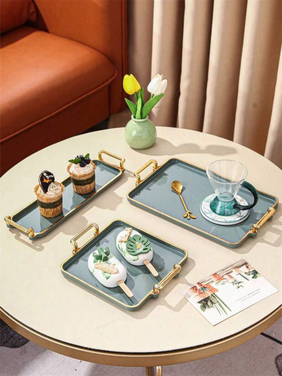 1 Pc Modern Handle Design PS Kitchen Serving Tray