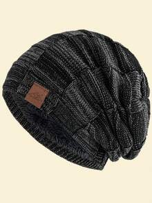 JZML 1件字母裝飾軟款戶外滑雪針織毛帽，附內裡，秋季穿搭 - Fashion Beanie - 查看 22