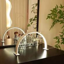 1 pezzo Lampada per unghie a semi-cerchio a LED, alimentata tramite USB, in lega di alluminio, 3 modalità di colore + regolazione continua della luminosità, adatta per arte di unghie, estensione ciglie, tatuaggi e altri trattamenti, montaggio da tavolo