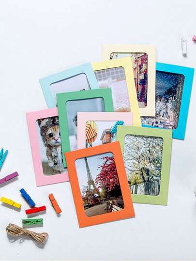 21 piezas de marcos de fotos de cartón de colores variados, marco de colección de fotos, marco de fotos colgante de papel, decoración sencilla para el hogar, pared de fotos para dormitorio y aula