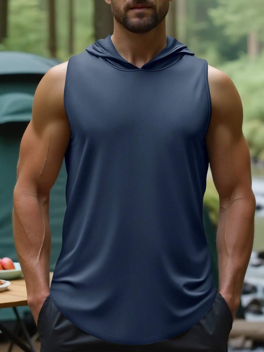 男士運動連帽衫 | 超輕量透氣面料 | 夏季健身必備 | 適合露營、徒步、訓練 - 藏蓝色 - 查看 1