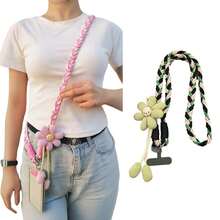DUDU GOURMANT-Portable Flower Phone Lanyard, Universal Phone Crossbody Strap Wristband Lanyard-2PCS. FASHIONABLE & PORTABLE CROSS-BODY PHONE LANYARD: This Colorful Braided Strap With Flower Accessories Is Fashionable And Beautiful. The Cross-Body Phone Lanyard Is Easy To Carry And Versatile.