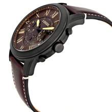 Fossil Grant Herren Quarzuhr, Chronograph braunes Zifferblatt, dunkelbraunes Lederarmband, Sportlich Retro Business Stil, Retro Uhr, geeignet für tägliche Sportbekleidung. FS5088