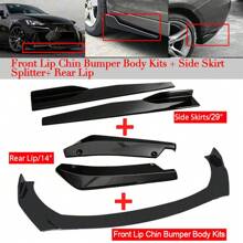 Specially Designed For Fashion Car Owners: Front Lip And Chin Bumper Modification Kit-High Quality Black PP Material+Easy Installation Design, Compatible With Mainstream Models!
