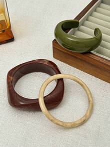 1 件/3 件/套波西米亚几何弧形树脂袖口手链，奢华休闲派对女士情侣婚礼节日百搭金属首饰手链礼物（手链材质和颜色以实际产品为准） - 手鐲 - 查看 9