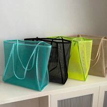 1pc Girl's Transparent Mesh Shoulder Bag, Fashionable E Large Capacity Tote Bag For Daily Commute - Multicolor - View 2